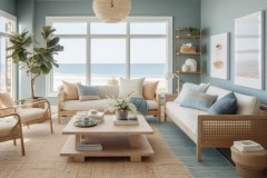 Large Living Room with a Serene Sea View Using Generative AI