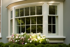 Bay Window Exterior View, Exterior Home Decorating Ideas with Flowers: AI Generated Image
